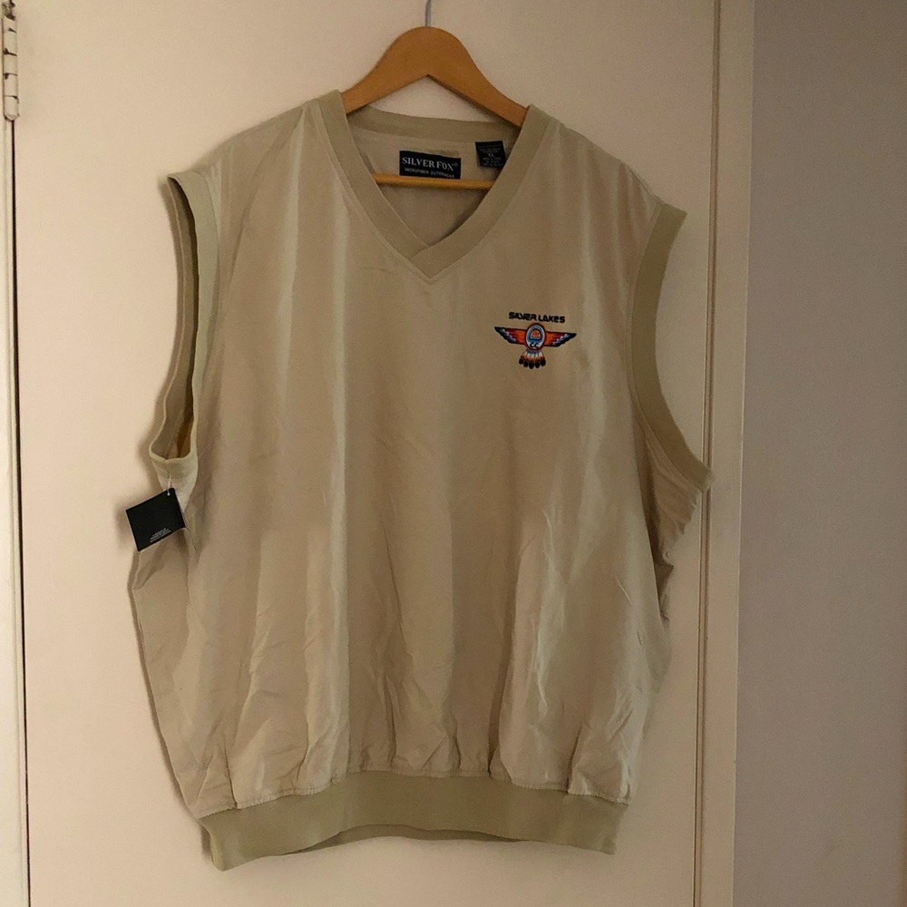 Silver Fox Microfiber Outerwear Golf Vest! New! Tan! XL! 2 side pockets!